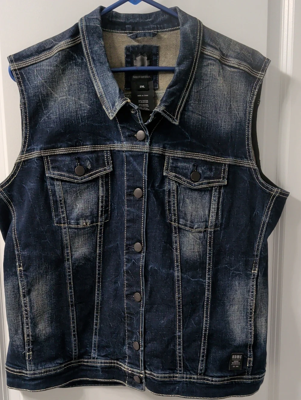 Harley-Davidson Blue Distressed Denim Vest